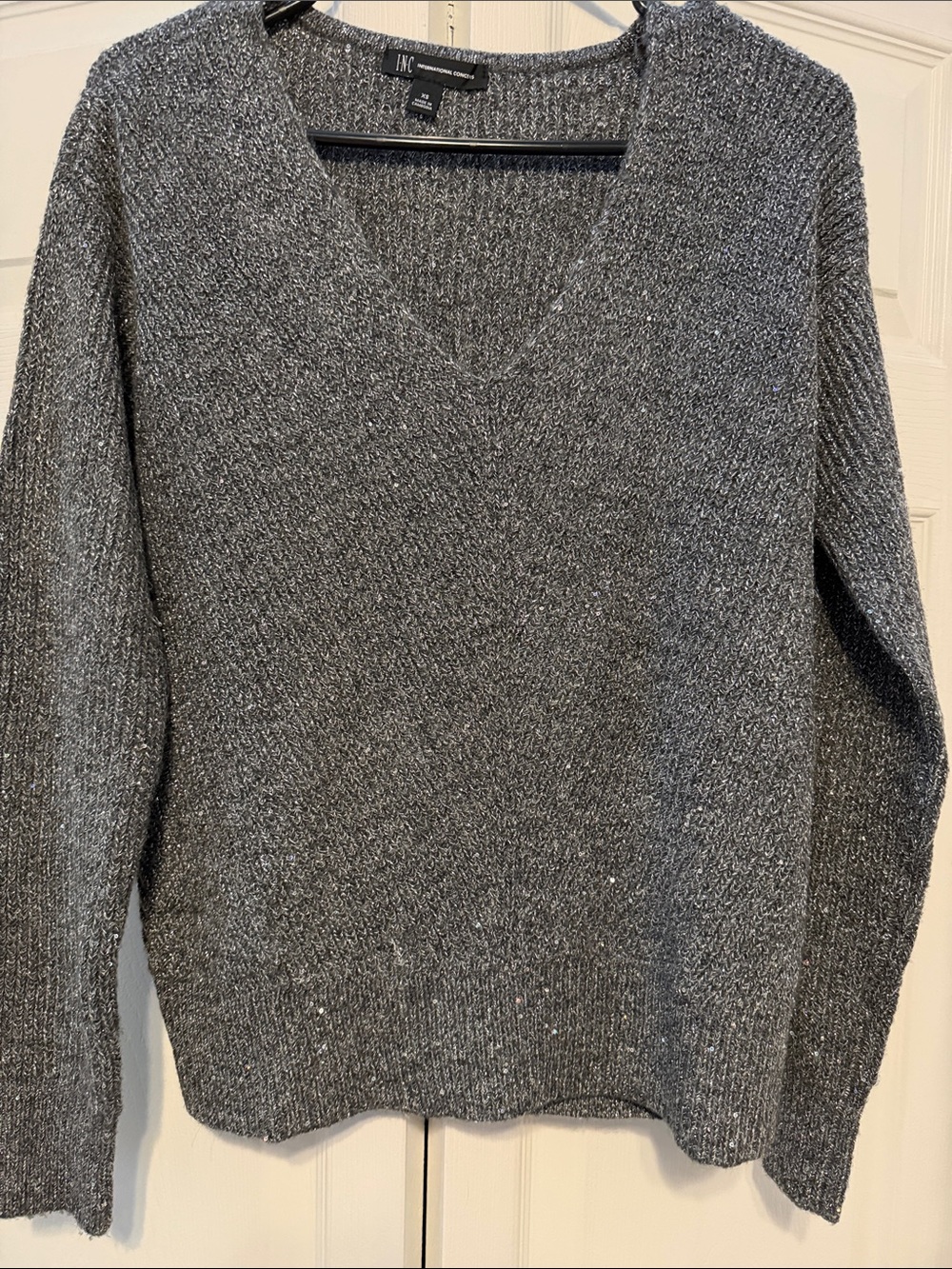 INC International Concepts Women's Gray V-Neck Sweater